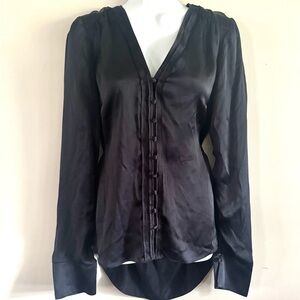 NWT Veronica Beard Black Cuffed Sleeve Buttoned Blouse